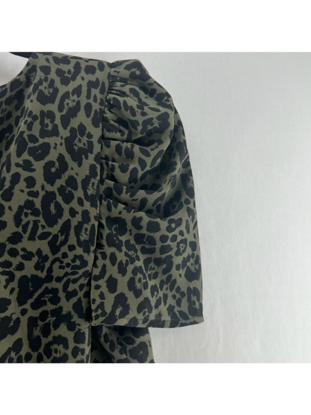 Express Olive Green and Black Leopard Print Mini Dress - Picture 10 of 16